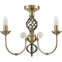 Happy Homewares Traditional Classic Chandelier Semi Flush Ceiling Light with Twisted Knot in Metallic Gold