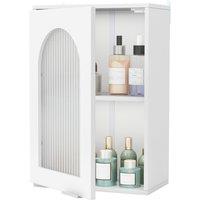 Costway Bathroom Wall Cabinet Medicine Cabinet with Tempered Glass Door in White