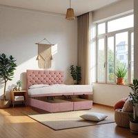 Knight Sleep Athens End Opening Ottoman Bed With Mattress & 24 Headboard in Pink | Size: Small Double
