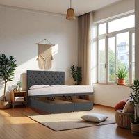 Knight Sleep Athens End Opening Ottoman Bed With Mattress & 24 Headboard in Charcoal | Size: Single