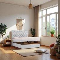 Knight Sleep Athens End Opening Ottoman Bed With Mattress & 24 Headboard in Silver | Size: Small Double