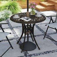 OUTSUNNY 78 cm Round Garden Dining Table with Parasol Hole, Bronze Tone