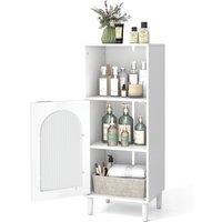 Costway Bathroom Floor Cabinet Wood Side Storage Organizer with Shelf in White