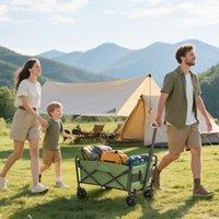 OUTSUNNY 93L Festival Trolley, 100kg Heavy Duty Folding Trolley Cart, Green