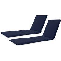 Costway 2 PCS Chaise Lounge Cushion Tri-Fold Lounger Pad 182 x 59 cm in Blue