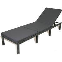 Solterra Garden Rattan Sunlounger with Adjustable Backrest in Grey