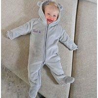 Lulabay Personalised Pramsuit in Light Grey | Size: 18-24 m