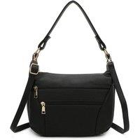 Fontanella Fashion Women's Sims Quadruple Zipped PU Leather Crossbody Shoulder Bag in Black
