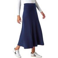 Roman Women's Plain Elastic Waist Knitted A Line Midi Skirt in Midnight | Size: 10