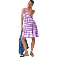 Roman Women's Tie Dye Print Tiered Dress in Purple | Size: 18