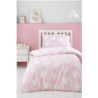 Catherine Lansfield 'Brushed Cotton Hearts' Reversible Duvet Cover Set in Pink | Size: Junior