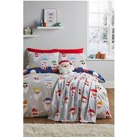 Catherine Lansfield 'Christmas Santa Spec-Tacular' Reversible Duvet Cover Set in Grey | Size: King
