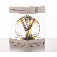 Sienna Glass 10cm Spirit Ball Happy Retirement Purple, Green & Blue