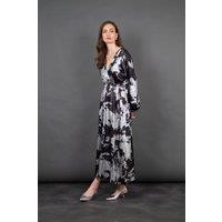 Sarta Women's Silver Oil Slick Metallic Faux Wrap Maxi Dress | Size: Small