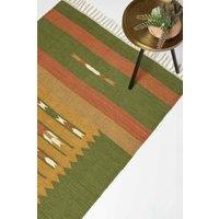 Homescapes Lundi Orange & Green Kilim Cotton & Jute Rug | Size: 160 cm x 230 cm