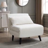 Home Detail Clover Single Sofa Bed in White | Size: 1 Seater