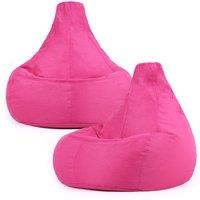 icon Recliner Indoor Outdoor Navy Blue Bean Bag Chair Pack of 2 in Pink