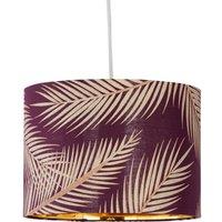 First Choice Lighting Tropica - Burgundy Gold Embossed Leaf Detail 25cm Pendant Lamp Shade