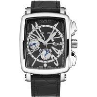 DeLaCour Men's Vialarga Automatic Leather, 38mm Stainless Steel Case in Black