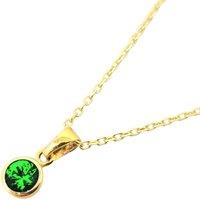 Harfi Women's Mini Round Emerald May Birthstone Pendant Necklace in Green | Size: 18 inches