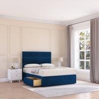 Sloomy Texas Divan Bed Base 2 Drawers & 26" Struts Headboard in Navy | Size: Super King
