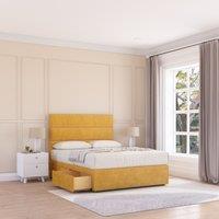 Sloomy Texas Divan Bed Base 2 Drawers & 26" Struts Headboard in Mustard | Size: Small Single