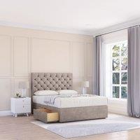Sloomy Mayfair Divan Bed Base 2 Drawers & 26" Struts Headboard in Stone | Size: Single