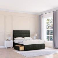 Sloomy Texas Divan Bed Base 2 Drawers & 26 Struts Headboard in Dark Grey | Size: Super King
