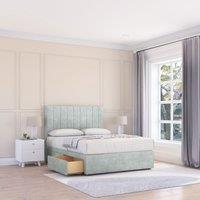 Sloomy Kansas Divan Bed Base 2 Drawers & 26 Struts Headboard in Silver | Size: Super King