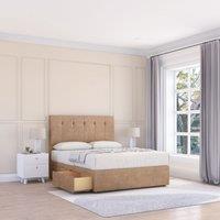 Sloomy Highbury Divan Bed Base 2 Drawers & 26" Struts Headboard in Light Beige | Size: Single