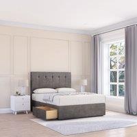 Sloomy Highbury Divan Bed Base 2 Drawers & 26 Struts Headboard in Grey | Size: Super King