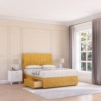 Sloomy Kansas Divan Bed Base 2 Drawers & 26" Struts Headboard in Mustard | Size: Small Double