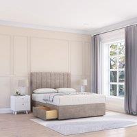 Sloomy Kansas Divan Bed Base 2 Drawers & 26" Struts Headboard in Stone | Size: Single