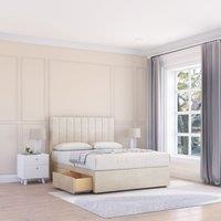 Sloomy Kansas Divan Bed Base 2 Drawers & 26" Struts Headboard in Cream | Size: King