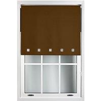 Furnished Blackout Fabric with Chrome Square Eyelets - Window Roller Blinds in Brown | Size: 240 cm width x 165 cm drop