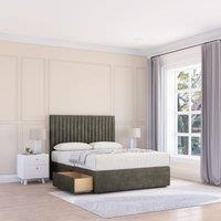 Sloomy Manhattan Divan Bed Base 2 Drawers & 26 Struts Headboard in Light Grey | Size: Super King