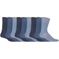 SOCKSHOP Gentle Grip Men's 9 Pairs Non Elastic Cotton Socks with Loose Top - Ideal for Diabetic in Blue | Size: 6-11