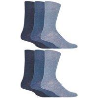 SOCKSHOP Gentle Grip Men's 6 Pack Non Elastic Soft Top Cotton Diabetic Socks in Blue | Size: 6-11