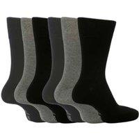 SOCKSHOP Gentle Grip Men's 6 Pack Non Elastic Bigfoot Cotton Socks in Grey | Size: 12-14