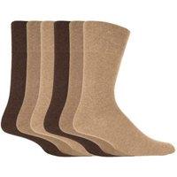 SOCKSHOP Gentle Grip Men's 6 Pack Non Elastic Bigfoot Cotton Socks in Brown | Size: 12-14