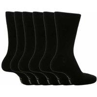 SOCKSHOP Gentle Grip Men's 6 Pack Non Elastic Bigfoot Cotton Socks in Jet Black | Size: 12-14
