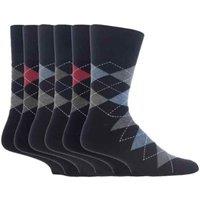 SOCKSHOP Gentle Grip Men's 6 Pack Non Elastic Bigfoot Cotton Socks in True Black | Size: 12-14