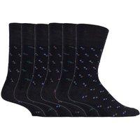 SOCKSHOP Gentle Grip Men's 6 Pack Non Elastic Loose Top Bamboo Socks in True Black | Size: 6-11