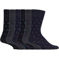 SOCKSHOP Gentle Grip Men's 6 Pack Non Elastic Loose Top Bamboo Socks in Navy | Size: 6-11