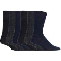 SOCKSHOP Gentle Grip Men's 6 Pack Non Elastic Loose Top Bamboo Socks in Jet Black | Size: 6-11