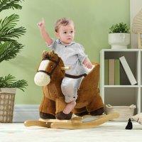 AIYAPLAY Kids Rocking Horse w/ Sound, Safety Belt, Brown | Size: 700mm