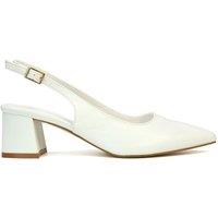 XY London Women's 'Devon' Court Shoe Block Heels With Slingback in White | Size: 6
