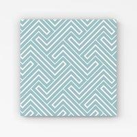 Warren Reed - Designer Blue & White Geometric Pattern Canvas in Green | Size: W16 x H16