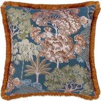Wylder Nature Woodlands Tropical Jacquard Cushion in Navy | Size: 55 cm x 55 cm