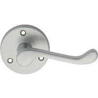 Loops PAIR Victorian Scroll Lever on 58mm Round Rose Satin Chrome Door Handle